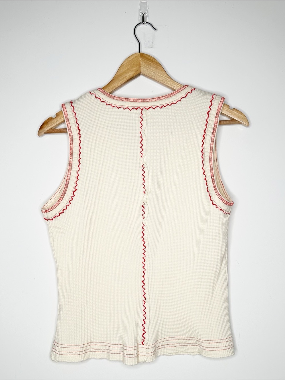 Pilcro Embroidered Heart Button Henley Tank Top Cream Size M - Picture 5 of 9